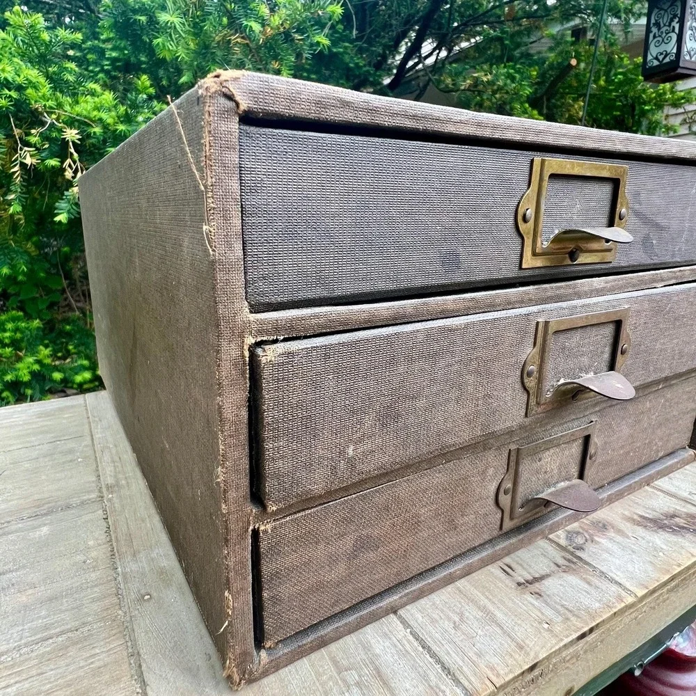 Old Vintage Countertop File Cabinet/Organizer w/ Drawers